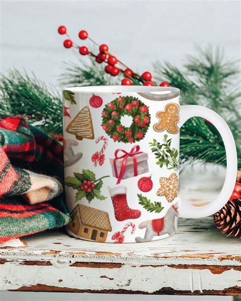 Tazza Natalizia Mug Con Ghirlande E Casette Di Natale Idea Regalo