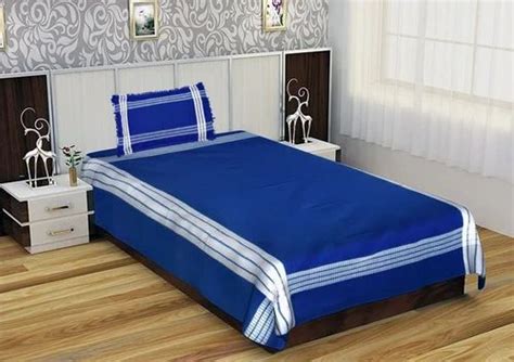 Blue Cotton Hospital Bed Sheet With And Without Pillow Inch