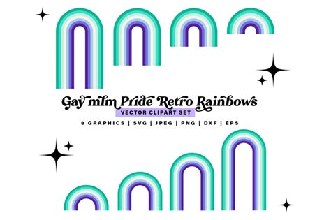 Gay Mlm Pride Rainbow Svg Clipart Set Lgbt Retro Pride Rainbows By Concept Geek Design