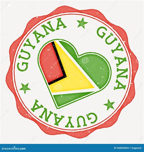 Logótipo Da Bandeira Do Coração Guyana Ilustração do Vetor