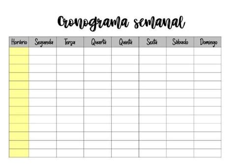 Cronograma Semanal Para Imprimir
