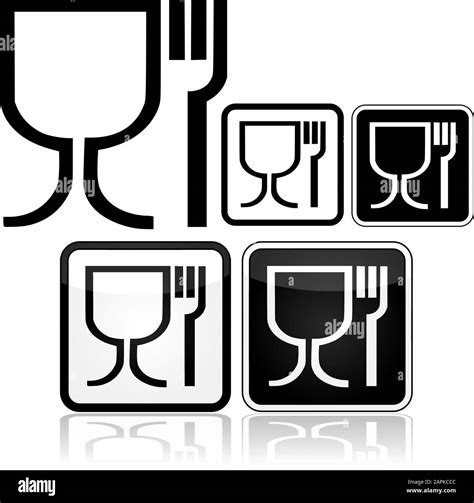 Icon Set Showing Different Design Styles For The Food Safe Symbol Stock