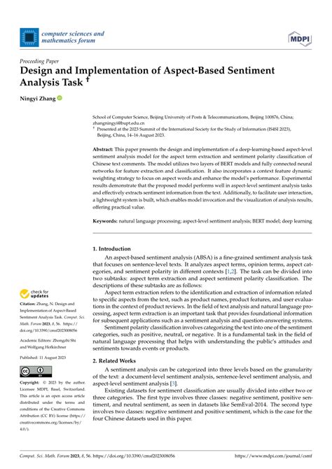 Pdf Design And Implementation Of Aspect Based Sentiment Analysis Task