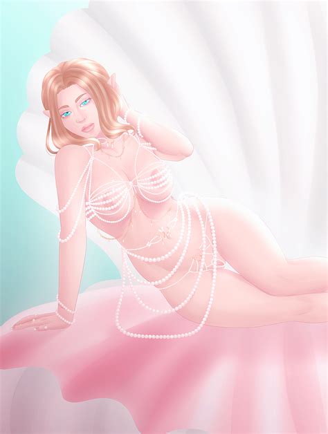 Final Fantasy XIV FFXIV Female Elezen OC Lingerie Commission Pearl Pearls By ZverSnow Hentai