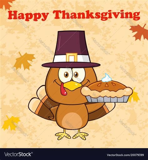 Happy thanksgiving greeting with cute pilgrim Vector Image