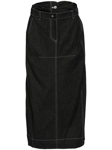 Low Classic Double Waist Maxi Denim Skirt Black Farfetch