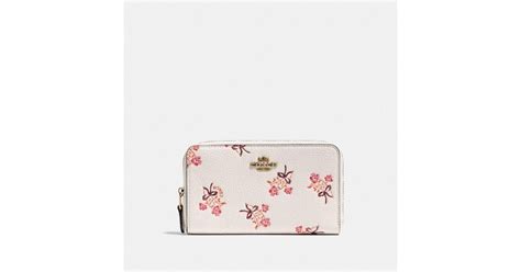 COACH Leather Medium Zip Around Wallet With Floral Bow Print | Lyst