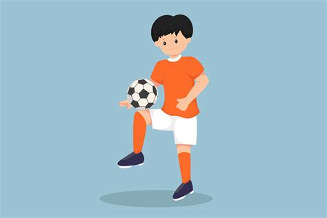 Kid Playing Football Character Design Graphic By 2kalehstudio2