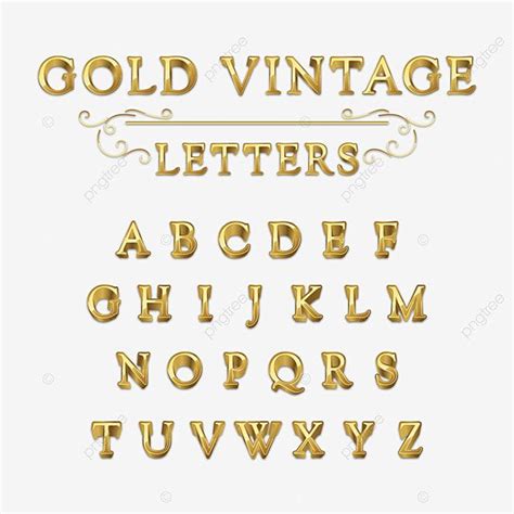 3d Gold Vintage Font Of Letters A Z