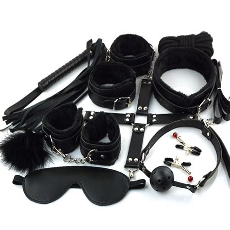 Sexy Lingerie Pu Leather Bdsm Sex Bondage Set Hand Cuffs Footcuff Whip