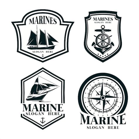 Premium Vector | Marines logo with vintage style in black and white