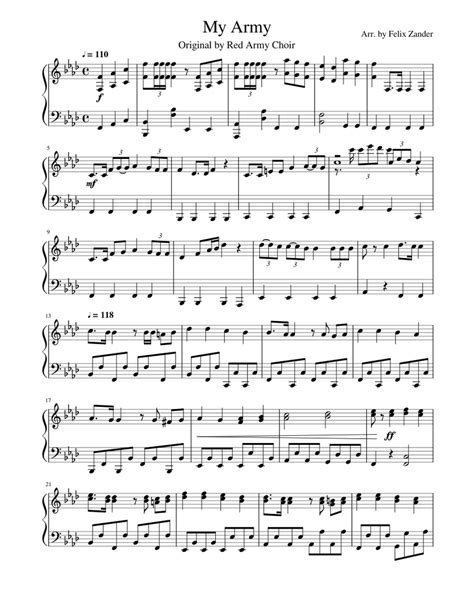 My Army Red Army Choir Sheet Music For Piano Solo