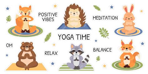 Premium Vector | Vector collection of meditating animals cute animals ...