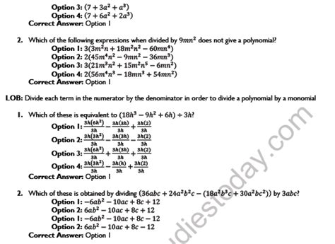 Cbse Class 8 Maths Factorisation Worksheet Set C