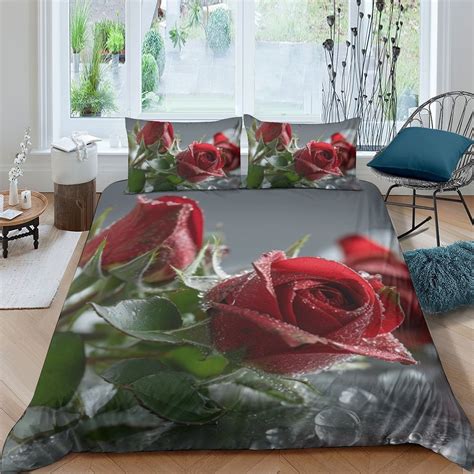 Home Bedclothes Adult Romantic Comforter Cover Quilt Cover Set Ice Rose