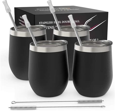 Stainless Steel Stemless Wine Glass Tumbler Pack Oz Double Wall