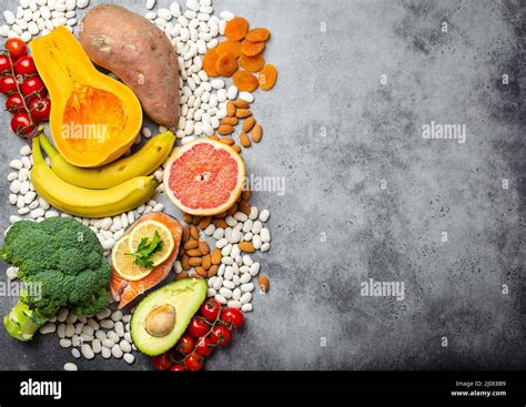 Natural food sources of potassium Stock Photo - Alamy