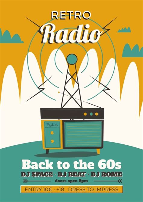 Free Retro Back To The 60s Radio Poster Template To Edit