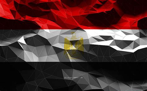 Egyptian Flag Low Poly Art African Countries National Symbols Flag