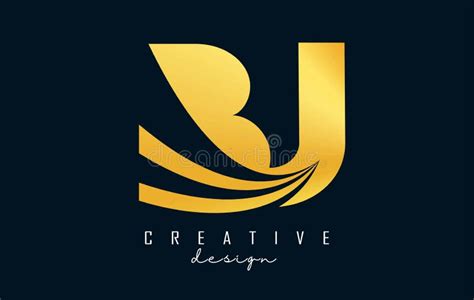 Creative Golden Letters Bj B J Logo With Leading Lines And Road Concept