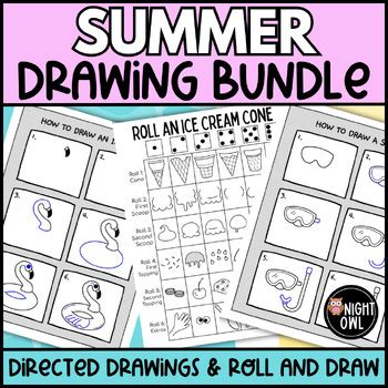 summer drawing bundle  directed drawings   roll  draw activities