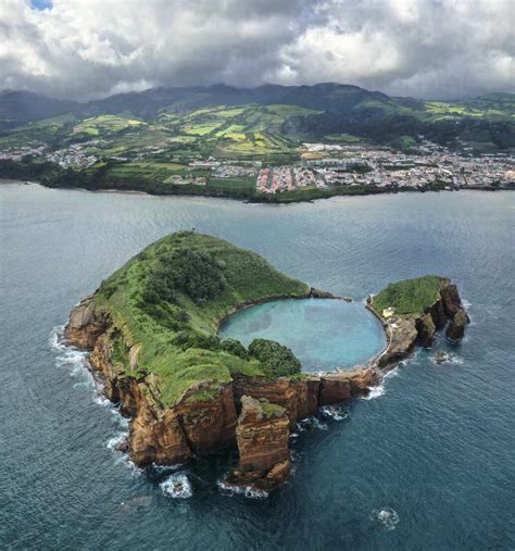 Aerial View Of Ilheu De Vila Franca Do Campo On Ilha Do Pico Island On