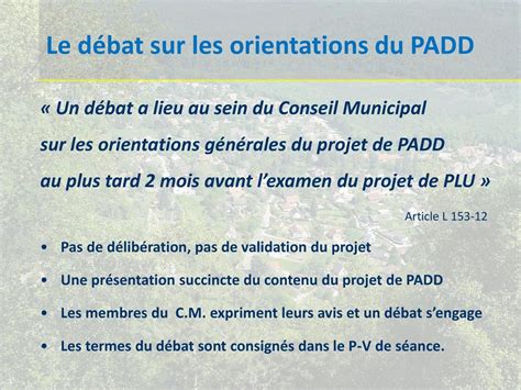 D Bat Sur Les Orientations Du Padd Plu De La Vancelle Ppt T L Charger