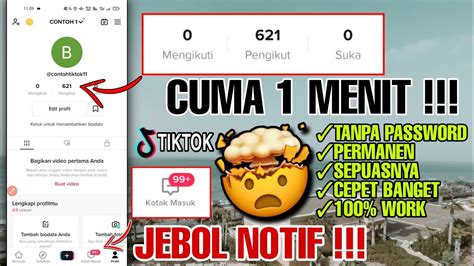 JEBOL NOTIF 621 FOLLOWERS TIKTOK CUMA 1 MENIT CARA MENAMBAH