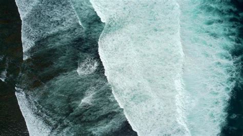 Abstract Top Down Foamy Ocean Waves Breaks Beach Stock Video Video Of