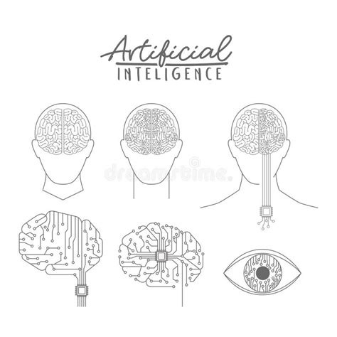 Cartel De La Inteligencia Artificial Con La Silueta De La Cabeza Humana Con El Cerebro En Vista