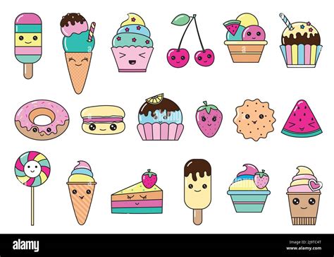 ensemble de vecteurs de style de dessin anime kawaii pour les