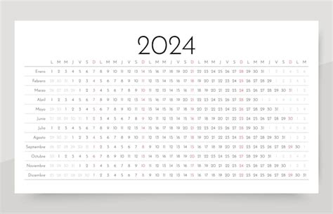 Calendario Español 2024 Rejilla De Planificador Lineal Para El Año