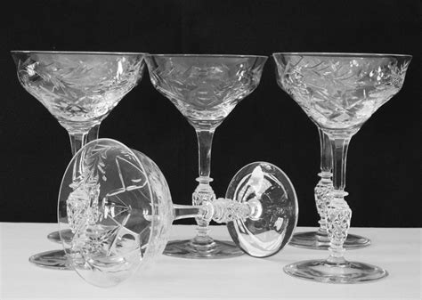 Crystal Stem Champagne Tall Sherbet Glasses Libbey Rock Sharpe