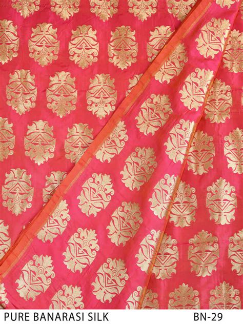 Pure Benarasi Silk Brocade Two Tone Pink Zari Buti Source Fabrics