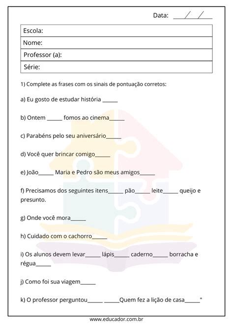 Atividade Portugues 6º Ano