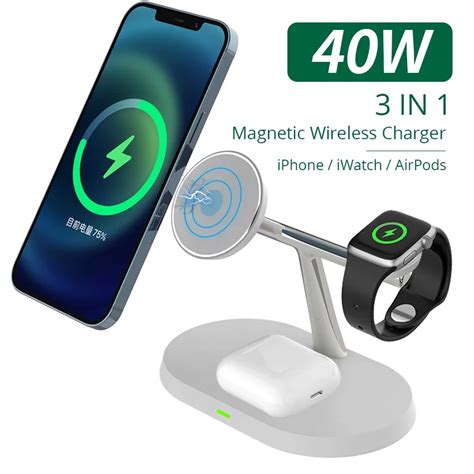 40W For MagSafe 3 In 1 Wireless Charger Apple Watch AirPods Charging