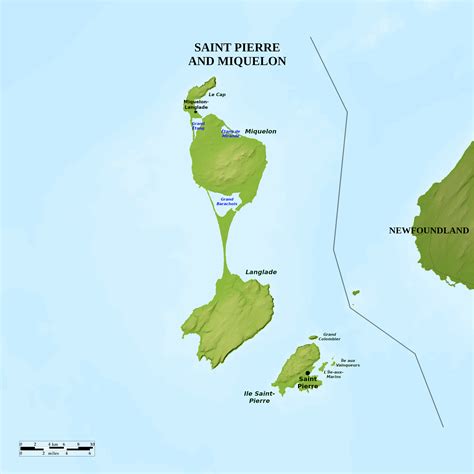 Blue Green Atlas Free Relief Map Of Saint Pierre And Miquelon