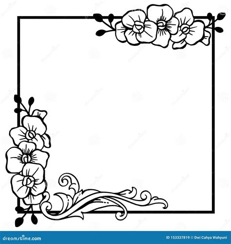 Decorative Of Line Art Frames Elegant Floral Frame Vector Stock