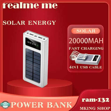 Original Realme Solar Charging Powerbank 20000mAh Fast Charge Powerbank