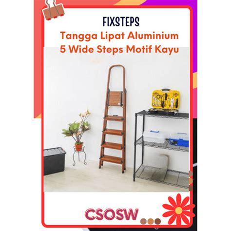 Jual Fixsteps Tangga Lipat Aluminium 5 Wide Steps Motif Kayu Kab