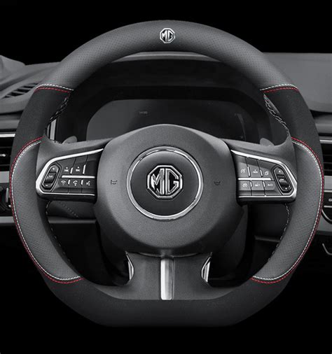 Mg Car Steering Wheel Cover D Shape Black Leather Suitable For All Mg