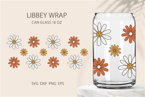 Daisies Can Glass Wrap For Libbey Glass Svg 16 Oz