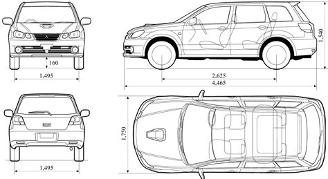 Mitsubishi Airtrek 2005 Blueprint - Download free blueprint for 3D modeling