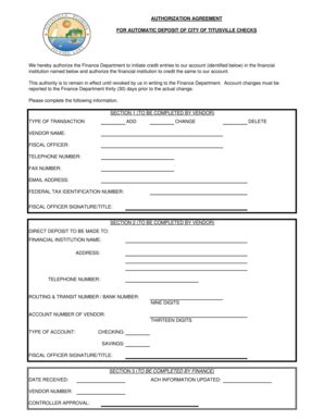 Fillable Online City Of Titusville Ach Form The City Of Titusville