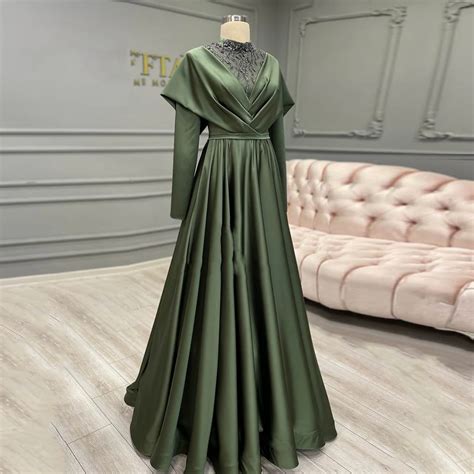 Moroccan Green Evening Dresses For Women Dubai Abaya Arabic Applique