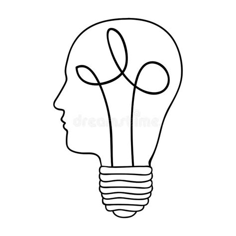 Head and Lightbulb Abstract Wisdom Icon Image Stock Vector - Illustration of background, outline ...