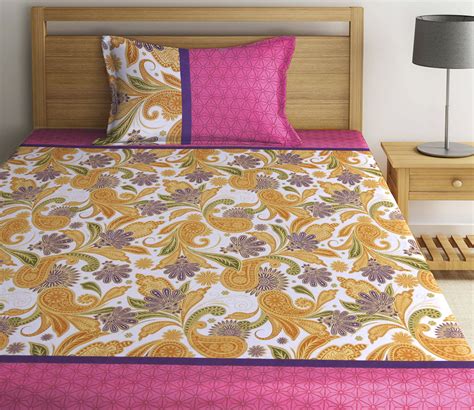 Buy Multicolor Floral Tc Pure Cotton Single Bed Sheet With Pillow