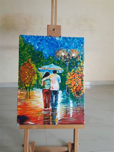 Painting Of Couple In The Rain at PaintingValley.com | Explore collection of Painting Of Couple ...