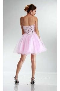 Ball Strapless Short Light Pink Tulle Beaded Cocktail Prom Dress