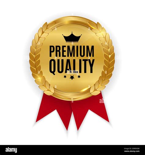 Premium Quality Gold Medal Badge Label Seal Isolated On White